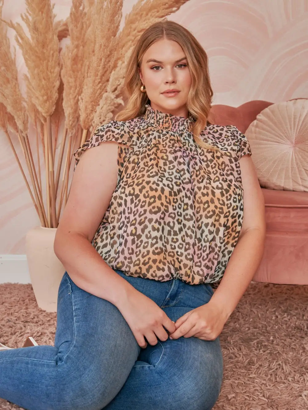 Electric Cheetah Mock Neck Top