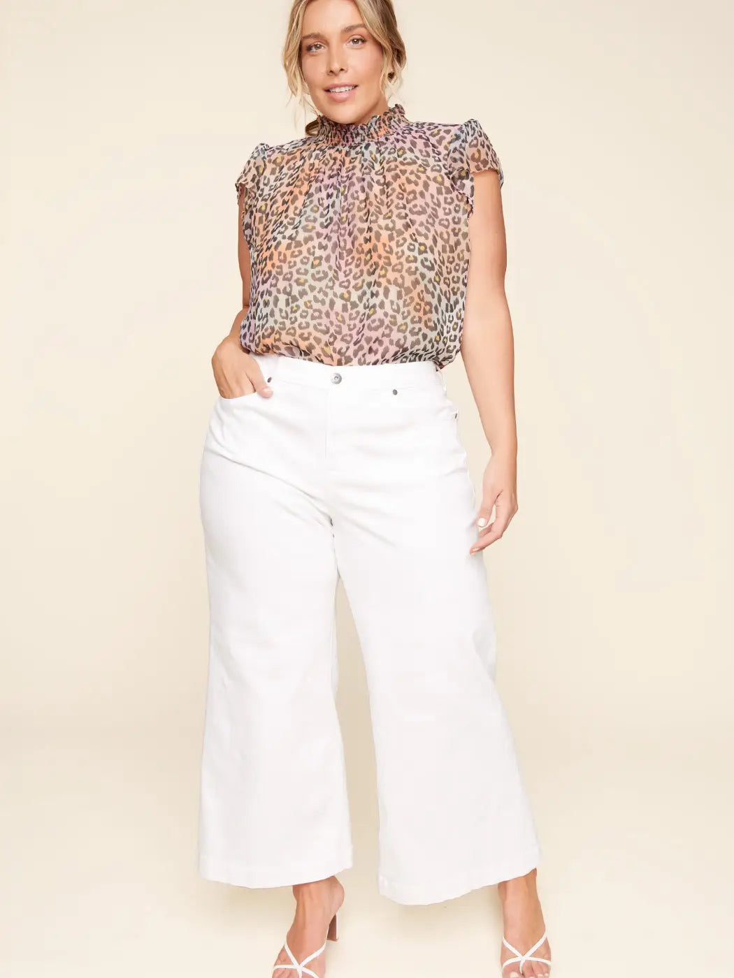 Electric Cheetah Mock Neck Top