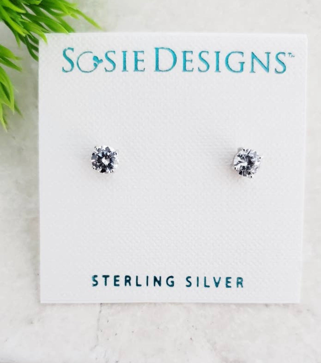 Silver CZ Round Studs Earrings