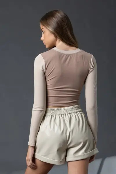 Cuffed Faux Leather Shorts