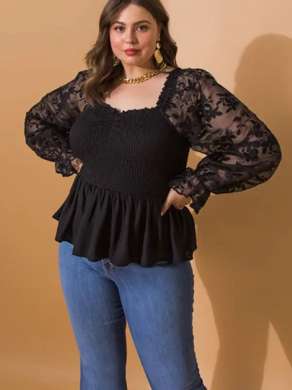 Organza Puff Sleeve Top