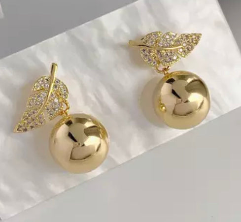 Gold Ball and Leaf Multi-Style Earrings