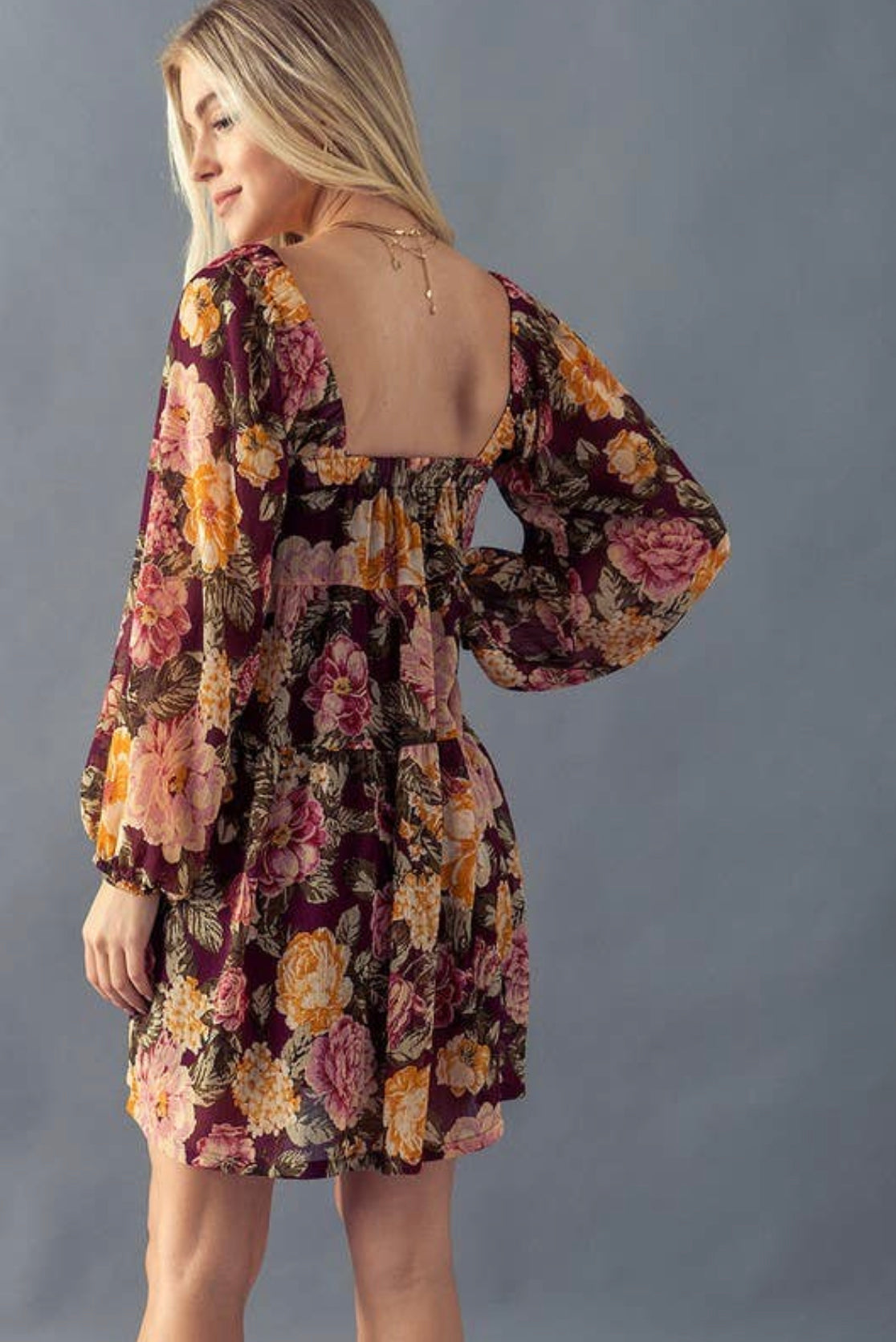 Flirty Floral Long Sleeve Mini Dress
