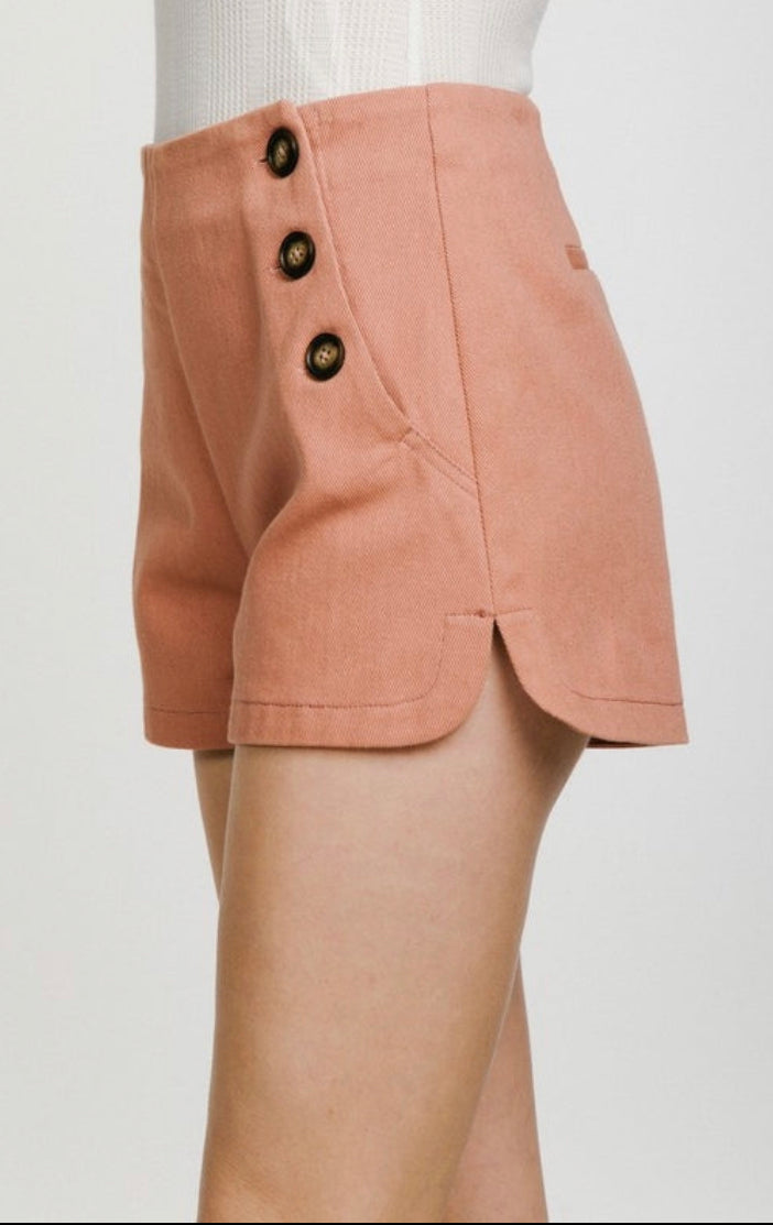 Casual High Waist Cotton Twill Shorts