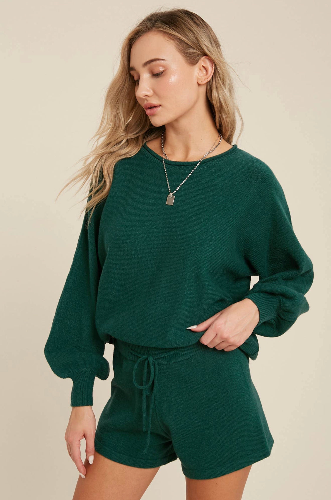Sweater and Shorts set - Hunter Green
