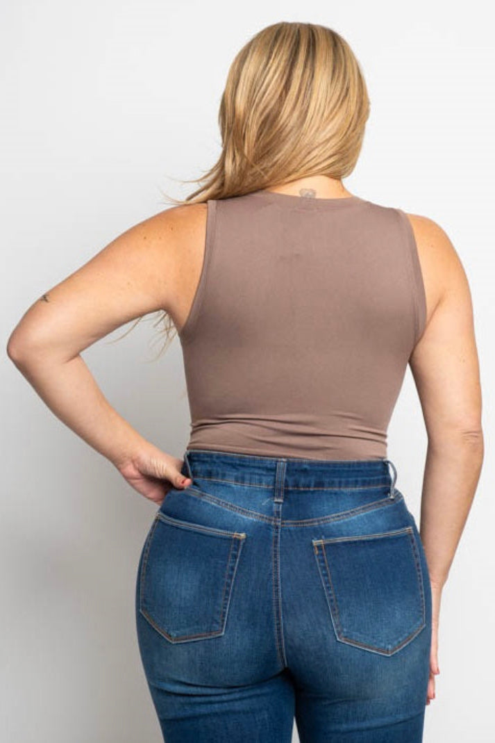 Plus size Round Neck Seamless Body-suite