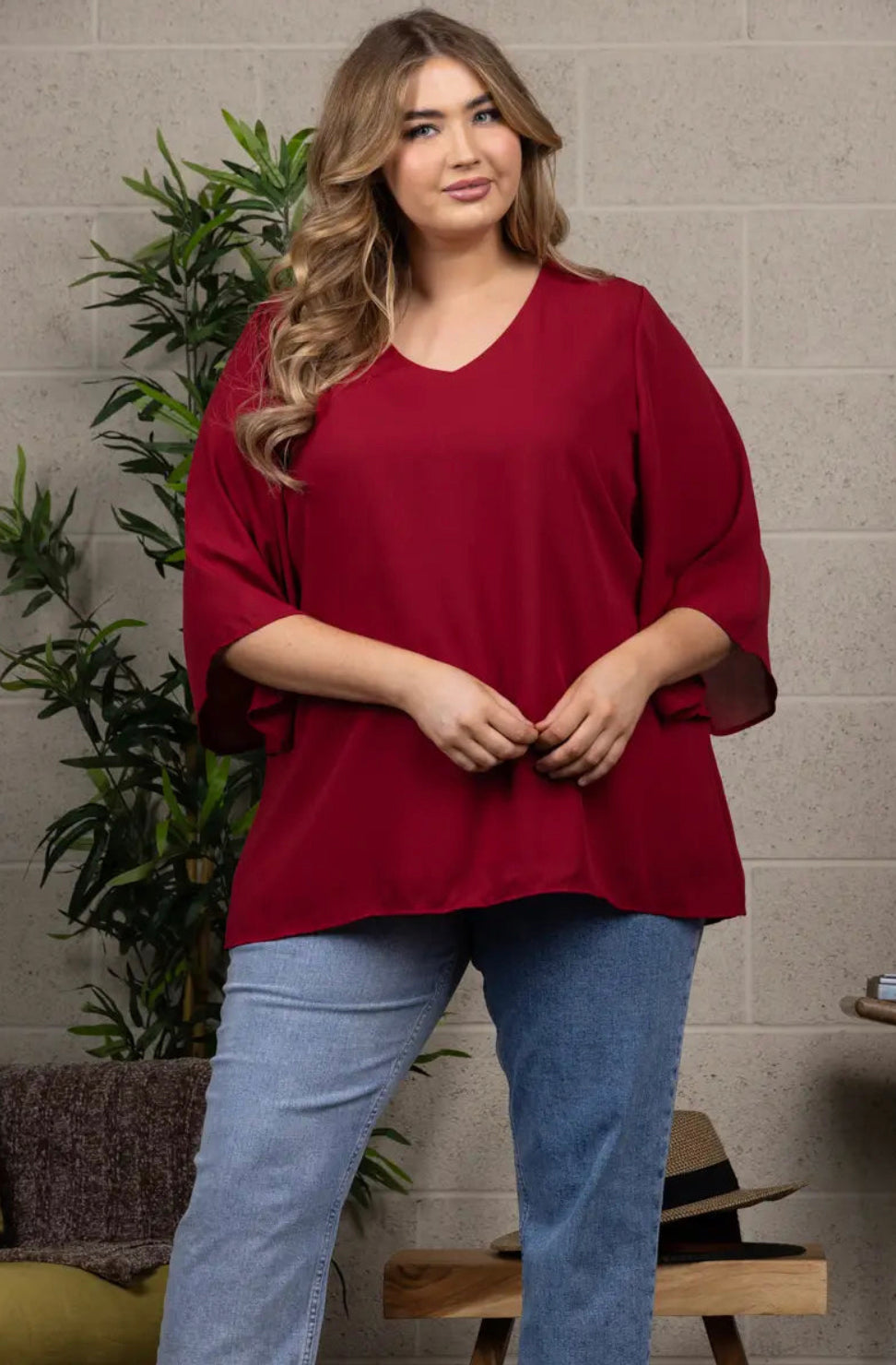 Chiffon V-Neck Blouse