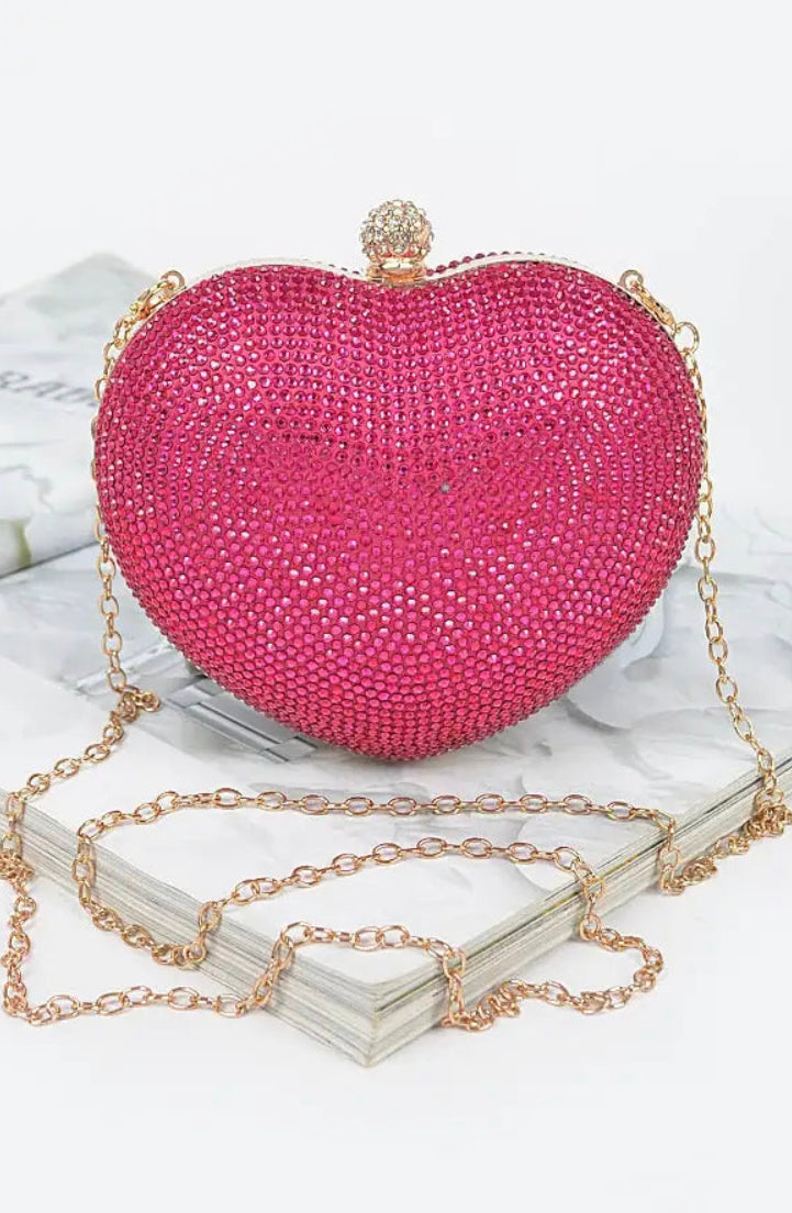 Heart Rhinestone Clutch