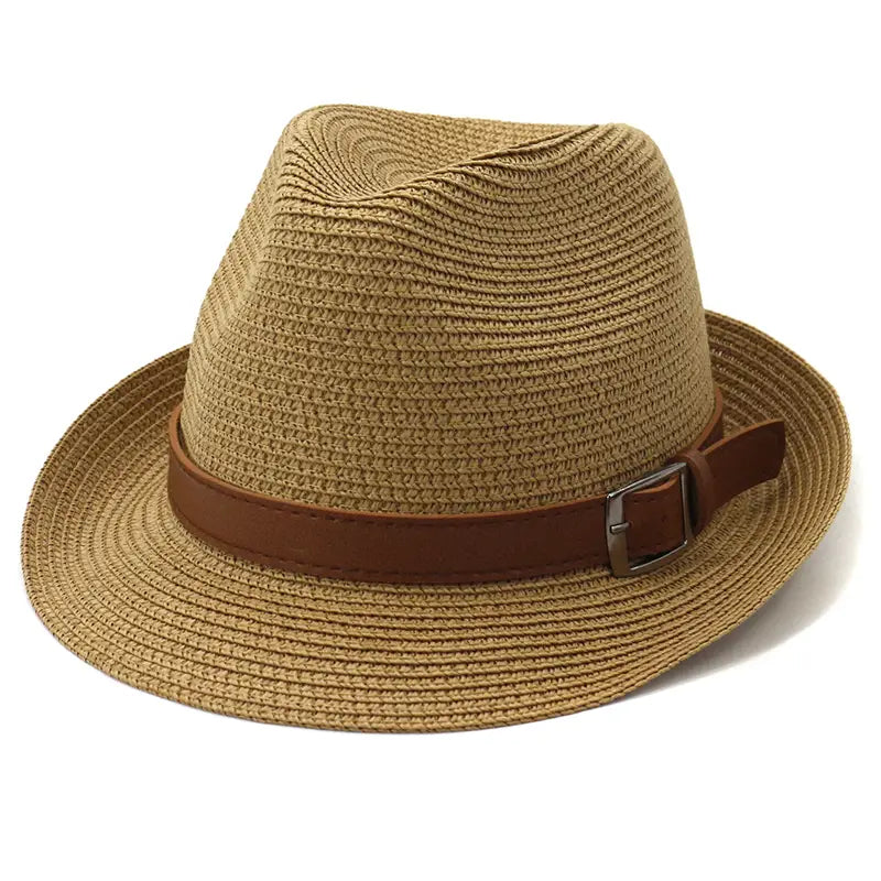 Dandy Belt Summer Straw Fedora Hat