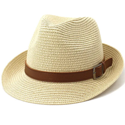 Dandy Belt Summer Straw Fedora Hat