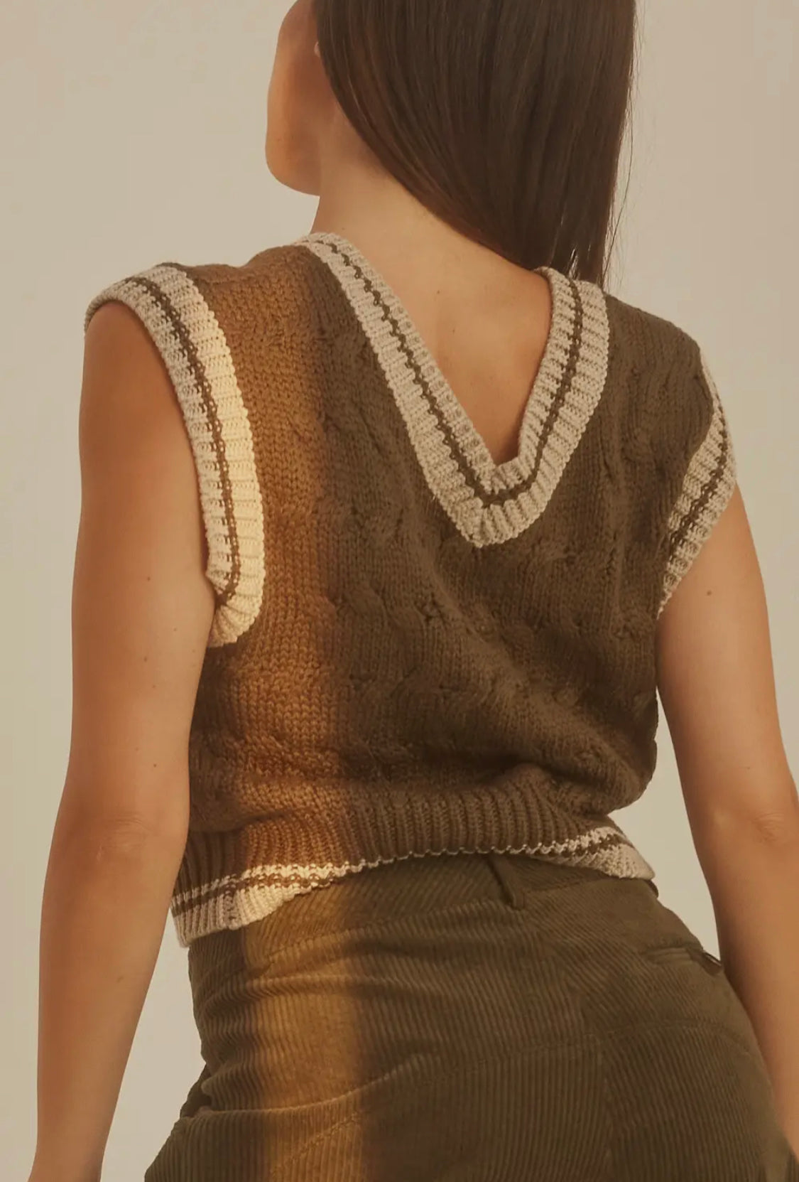 Gabrielle Cropped Cable Knit Vest