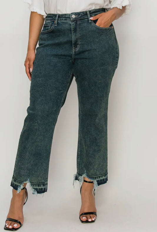 High Rise Stretch, Straight Leg Jeans - Curvy Style