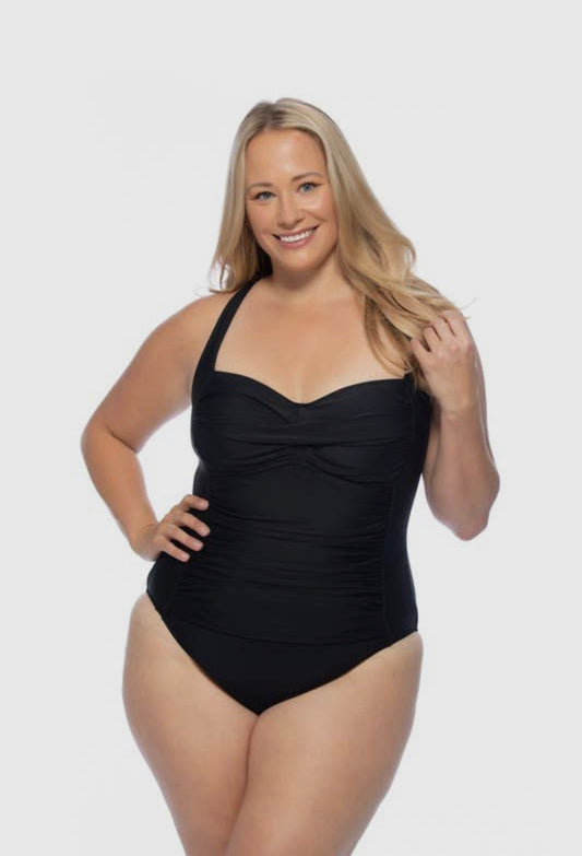 Solid Black One Piece Plus Size Swimsuit