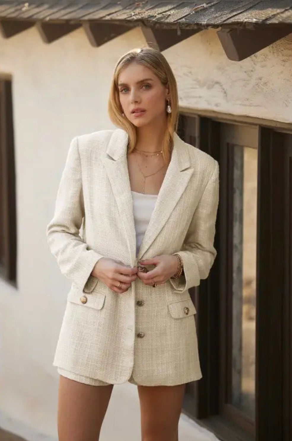 Relaxed Tweed Blazer Jacket