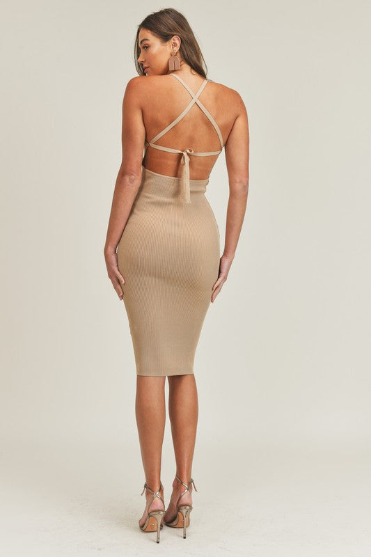 Halter Neck Midi BodyCon Dress