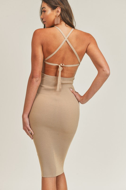 Halter Neck Midi BodyCon Dress