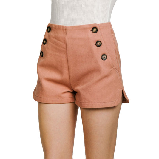 Casual High Waist Cotton Twill Shorts