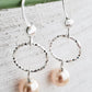 Diamond Cut with Crystal Pearls Earrings - Peach