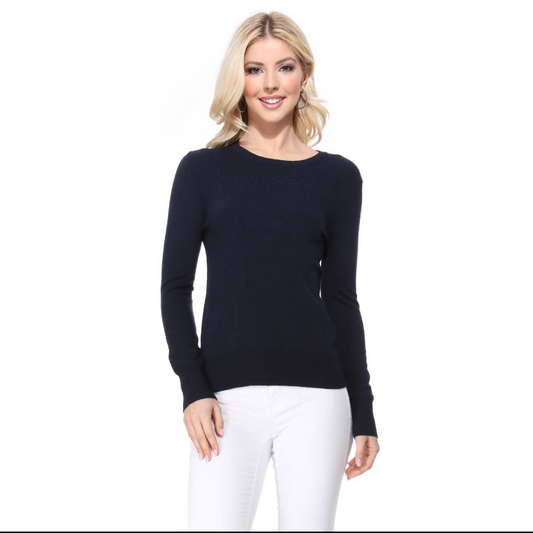 Crew Neck Long Sleeve Casual Knit Top