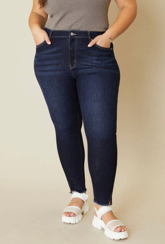 High Rise Skinny Ankle Length Jeans - Dark Wash, Plus size