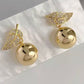 Gold Ball and Leaf Multi-Style Earrings