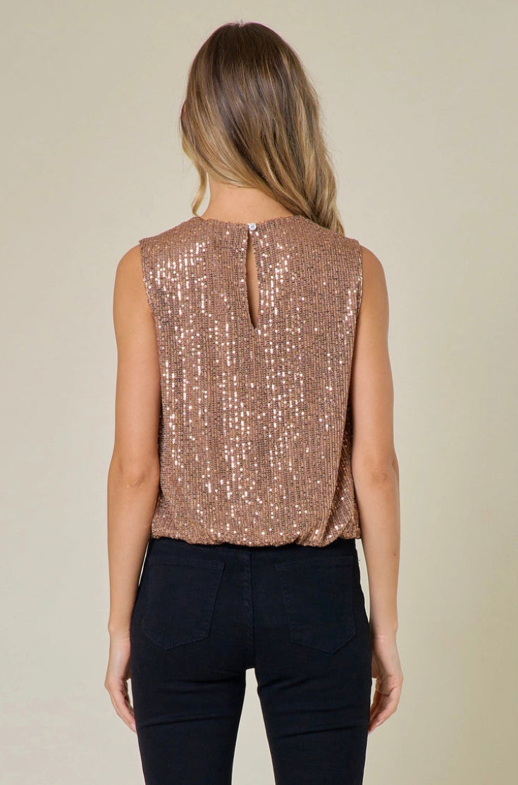 Sleeveless Sequins Blouse - Champagne