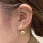 Gold Ball and Leaf Multi-Style Earrings