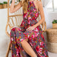 FLORAL PRINT HALTER NECK MAXI DRESS