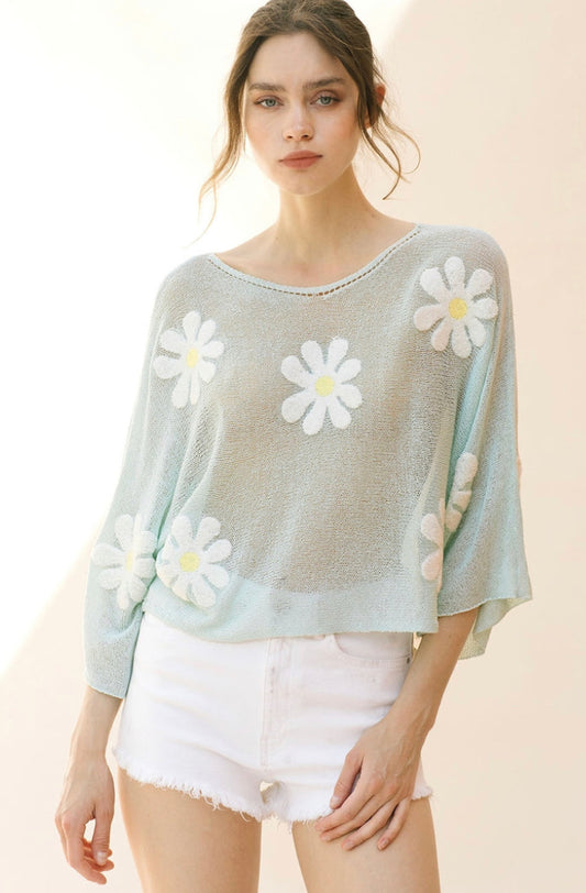 Daisy Knit Top - Mint