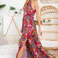 FLORAL PRINT HALTER NECK MAXI DRESS