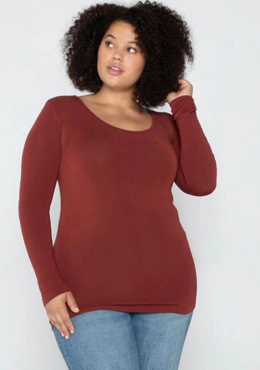 Bamboo Long Sleeve Scoop Neck Top, Plus