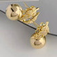 Gold Ball and Leaf Multi-Style Earrings