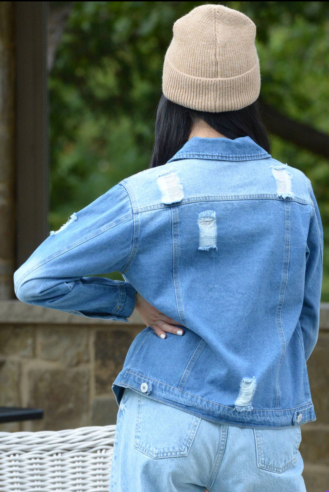 Distressed Classic Denim Jacket - Medium Wash